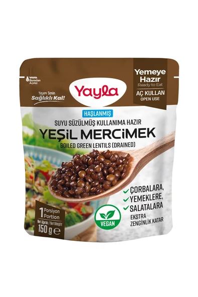 Yayla Haşlanmış Suyu Süzülmüş Yeşil Mercimek 150 gr ürün görseli 1