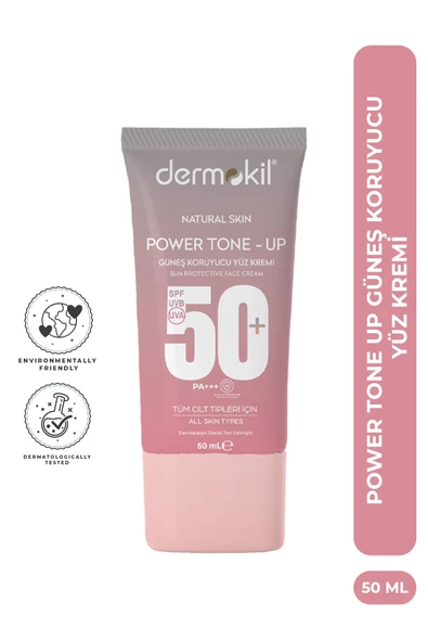 Dermokil Power Tone-Up Ton Eşitleyici SPF 50+ Güneş Koruyucu Yüz Kremi 50 ml ürün görseli 1