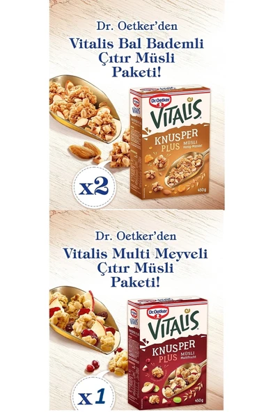 Dr. Oetker Dr.Oetker Vitalis Bal Bademli x 2 Adet + Multi Meyveli x 1 Adet ürün görseli 1