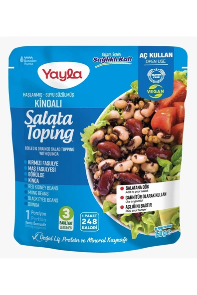Yayla Haşlanmış Suyu Süzülmüş Kinoalı Salata Toping 150 gr ürün görseli 1