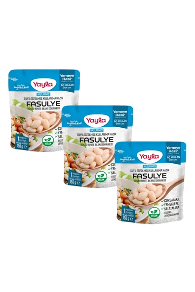 Yayla Haşlanmış Suyu Süzülmüş Fasulye 150 gr X3 ürün görseli 1