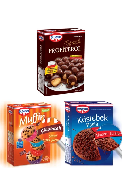 Dr. Oetker Profiterol 305 g+ Köstebek Pasta 450 g+ Muffın Çikolata 345 g 3’Lü Set ürün görseli 1