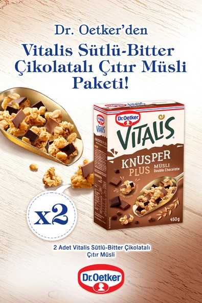 Dr. Oetker 2'li Vitalis Çıtır Müsli Sütlü-bitter Çikolatalı 450 gr ürün görseli 1