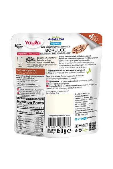 Yayla Haşlanmış Suyu Süzülmüş Börülce 150 gr - Resim 2