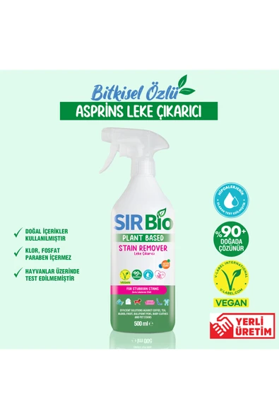 SIR Bio Bitkisel Özlü Asprins Leke Çıkarıcı Güçlü Formül 500 ml ürün görseli 1