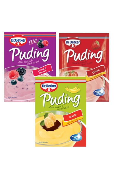 Dr. Oetker Dr.Oetker Puding Orman Meyveli 81 g Çilekli 120 g Muzlu 120 g 3 lü Set ürün görseli 1