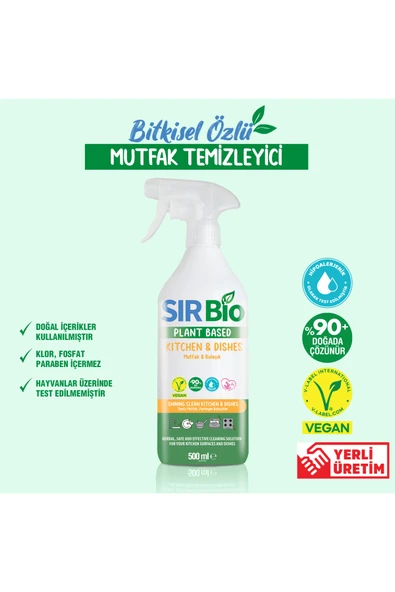 SIR Bio Bitkisel Özlü Mutfak Temizleyici Güçlü Formül 500 ml ürün görseli 1