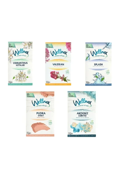 Wellnax Dolap Çekmece, Oda ve Araç Kokusu - Valerian, Osmanthus, Akdeniz, Splash, Pudra -  5 Adet ürün görseli 1