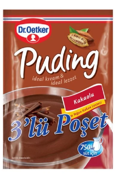 Dr. Oetker Puding Kakaolu 3'lü Poşet 441 gr ürün görseli 1