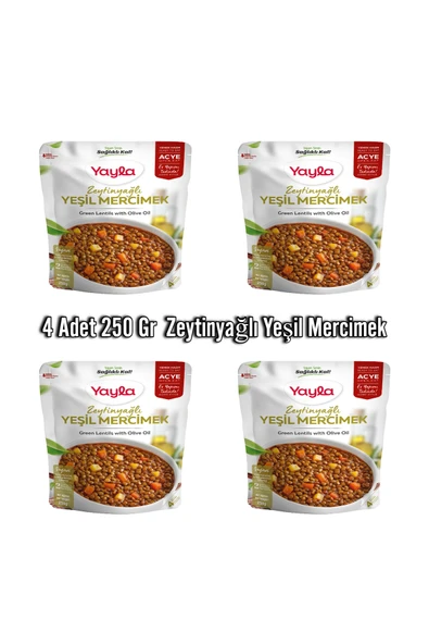 Yayla 4 Adet 250 Gr Zeytinyağlı Yeşil Mercimek Aç Isıt Ye Hazır Yemek ürün görseli 1