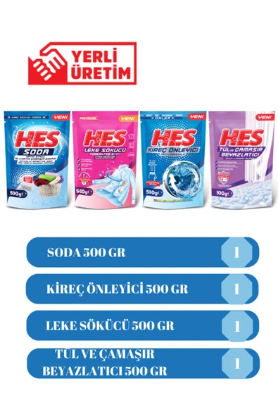 Hes Soda- Kireç Önleyici - Leke Sökücü - Tül ve Çamaşır Beyazlatıcı 500gr 4lü Temizlik Paket ürün görseli 1