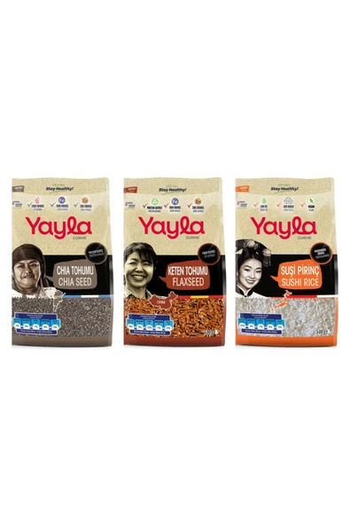 Yayla Gurme Chia/Keten/Sushi Pirinç 500 Gr 3 Lü Avantaj Paket ürün görseli 1