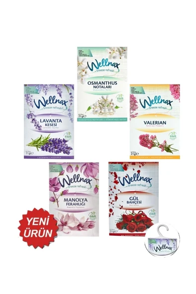Wellnax Dolap Ve Çekmece Kokusu ( Çiçek Kombinasyonu ) 5'li Set ürün görseli 1