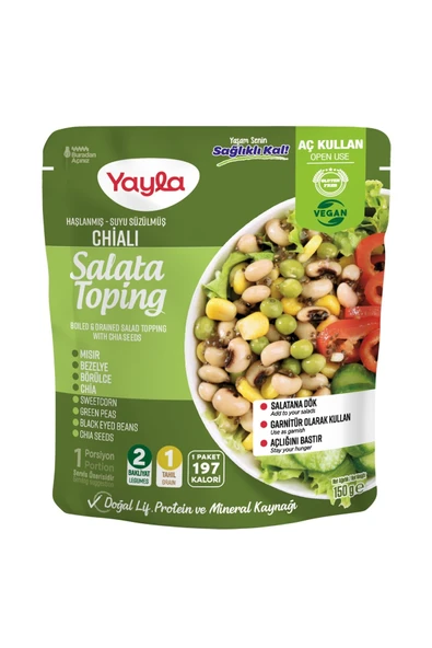 Yayla Haşlanmış Suyu Süzülmüş Chialı Salata Toping 150 gr ürün görseli 1