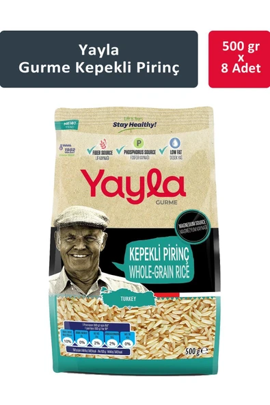 Yayla Gurme Kepekli Pirinç 500 gr x 8 Adet ürün görseli 1