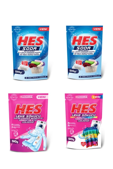 Hes Çamaşır Sodası 500GrX2 Adet+Leke Sökücü Beyazlar Ve Renkliler 500 Grx2 Adet ürün görseli 1
