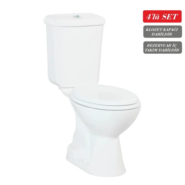 Creavit Pitta Alttan Çıkışlı Klozet + Rezervuar + İç Takım + Çınar TP Yavaş Kapanan Kapak 4 'lü Set ürün görseli 1
