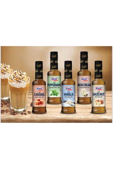 Kentcafe Boringer Kahve Şurubu Vanilya/Fındıklı/Karamel/Bahçe Nanesi/Irish Cream 5x355 Ml ürün görseli 1