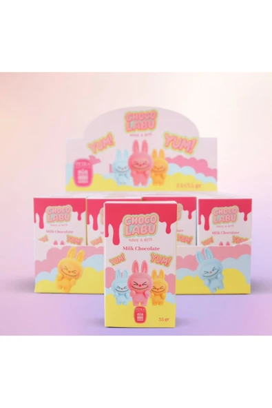 CHOCOLABU Labubu %100 Belçika Çikolatası 24x35Gr-Dubai Cream/Bueno/Lotus Biscoff ürün görseli 1