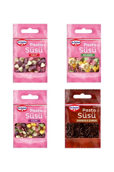 Dr. Oetker Pasta Süsü Şekerli Çubuk-kalp-kelebek-kakaolu Çubuk 4'lü Set ürün görseli 1