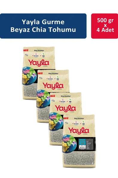 Yayla Gurme Beyaz Chia Tohumu 500 gr x 4 Adet ürün görseli 1