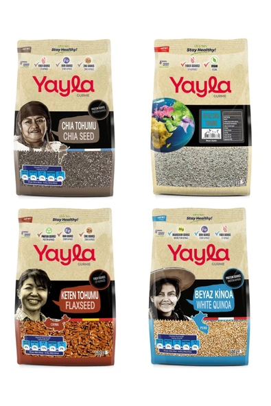 Yayla Gurme Chia/Beyaz Chia/Keten/Beyaz Kinoa 500 Gr 4’Lü Set ürün görseli 1