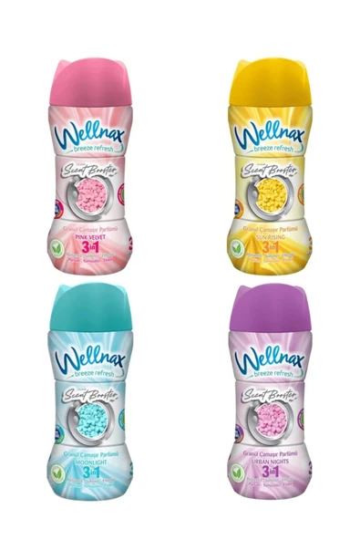 Wellnax Granül Çamaşır Parfümü Pink Velvet/Urban Nights/Moonlight/Sun Rising 4X210 gr ürün görseli 1