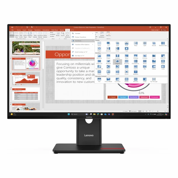 Lenovo ThinkVision T27-40 64A5MAT6TK 27" 120Hz 4Ms VGA+HDMI+DP+USB-C FullHD IPS Pivot Vesa Monitör ürün görseli 1