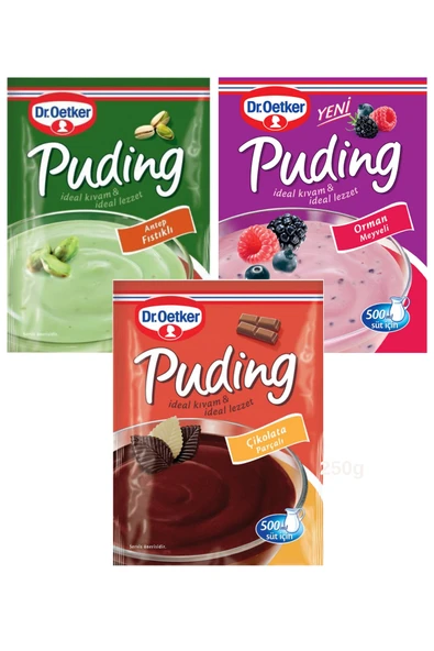 Dr. Oetker Dr.Oetker Puding Orman Meyveli 81 g Antepfıstıklı 91 g Çikolata Parçalı 115 g 3lü Set ürün görseli 1