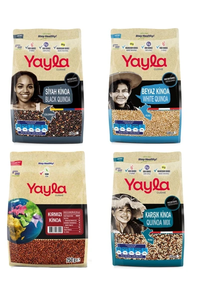 Yayla Gurme Beyaz/Siyah/Kırmızı/Karışık Kinoa 500 Gr 4 Lü Set ürün görseli 1