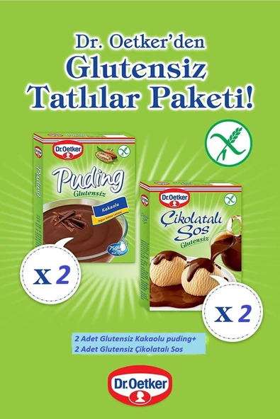 Dr. Oetker Glutensiz Tatlılar Sepeti Glutensiz Kakaolu Puding2 Adet+ Glutensiz Çikolatalı Sos 2 Adet ürün görseli 1