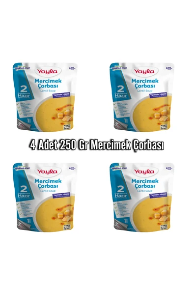 Yayla 4 Adet 250 Gr Mercimek Çorbası Aç Isıt Ye Hazır Yemek ürün görseli 1