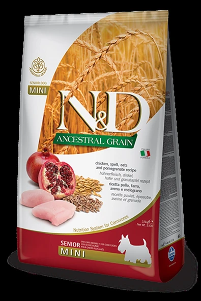 Nd Az Tahıllı Senior Tavuk & Nar Adult Mini Köpek Maması - 2.5 Kg ürün görseli 1