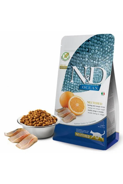 Nd Ocean Ringa & Portakal Neutered Tahılsız Kedi Maması 1.5 Kg ürün görseli 1