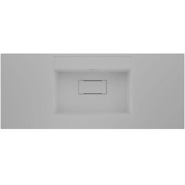 Real Stone Flatstone 70x50 Beyaz Etajerli Granit Banyo Lavabosu ürün görseli 1