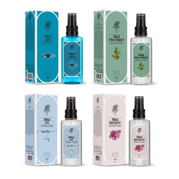 Rebul EDC Kolonya 125 ml Pet Şişe Aqua-Pine Forest-Ice-Bouquet 4 lü Karma ürün görseli 1