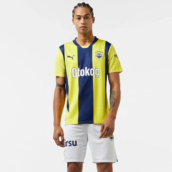 Puma 775360-01 Fenerbahçe 24/25 Erkek İç Saha Çubuklu Forması Sarı-Lacivert ürün görseli 1