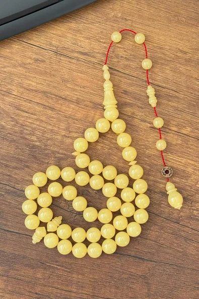 Limon Sarısı Özel Seri 45 Taneli Bakalit Sıkma Tesbih ürün görseli 1
