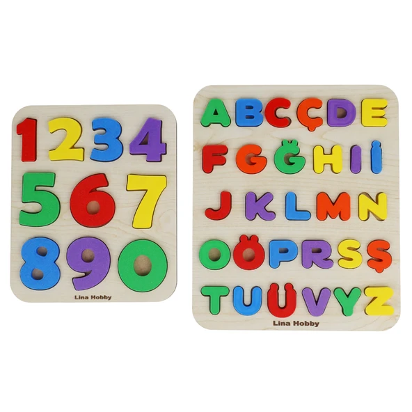 Alfabe ve Rakam Puzzle İkili Set - Ahşap Tabanlı ve PLA Harf/Rakamlar Eğitici Oyuncak ürün görseli 1