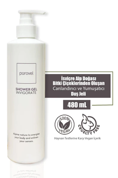 Pürovel İnvigorate Shower Gel 480 ml - Canlandırıcı ve Yumuşatıcı Duş Jeli ürün görseli 1