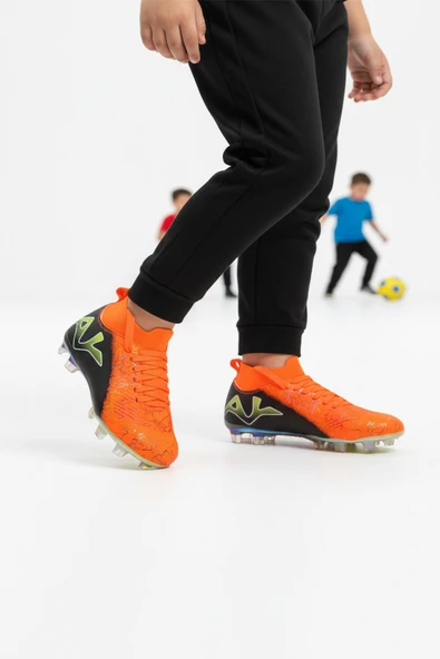 Playup Turuncu Siyah Bilekten Çoraplı Erkek Çocuk Krampon FK-252-153 F ürün görseli 1