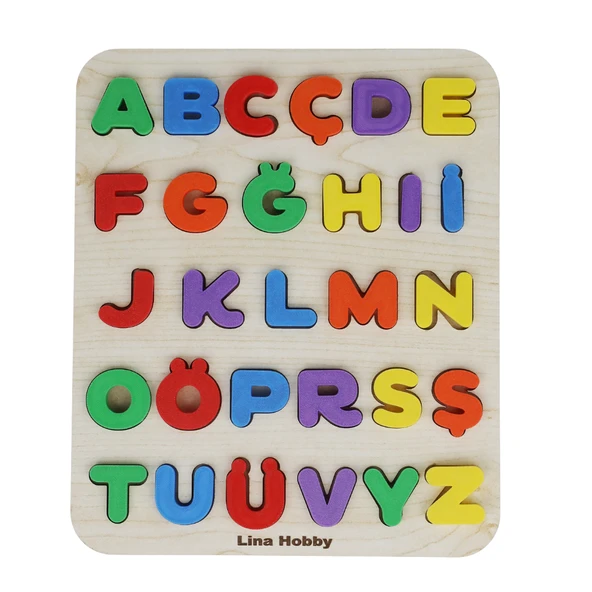 Alfabe Harf Puzzle - Ahşap Tabanlı ve PLA Harflerden Eğitici Oyuncak (21x25cm) ürün görseli 1
