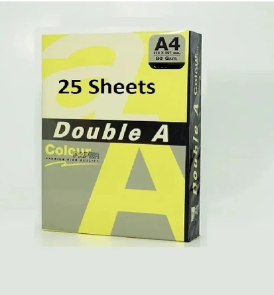 Double A Renkli Fotokopi Kağıdı 25 Li A4 75 Gr Fosforlu Sarı ürün görseli 1