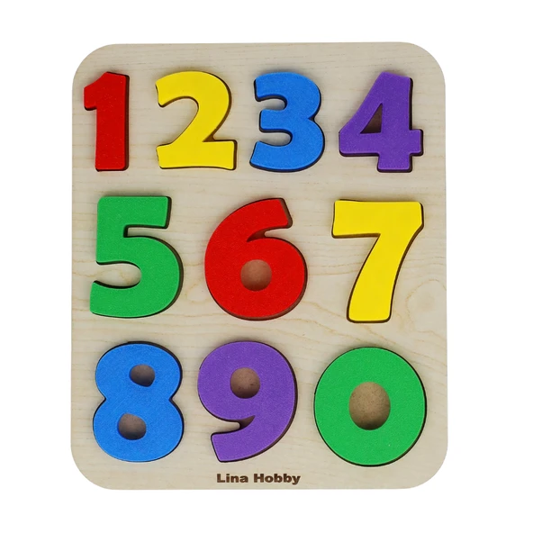 Çocuklar İçin Renkli Sayı Puzzle - Ahşap Tabanlı 3D Rakamlar (20x17 cm) - Eğlenerek Öğrenme ürün görseli 1
