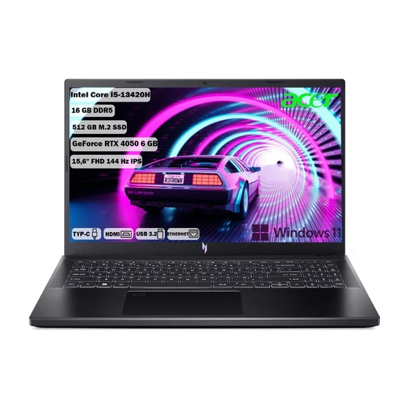 Acer Nitro V 15 I5-13420H 16 GB 512 GB SSD RTX™ 4050- 6 GB 15,6" IPS FHD 144 Hz W11 Home NH.QNBEY.006+165 ürün görseli 1