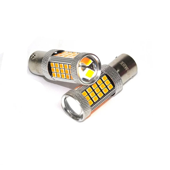 Premium FX4045 Serisi Mercekli  66 Led Turuncu Çift Duy Sinyal Ampülü Süper Parlak İki Adet ürün görseli 1