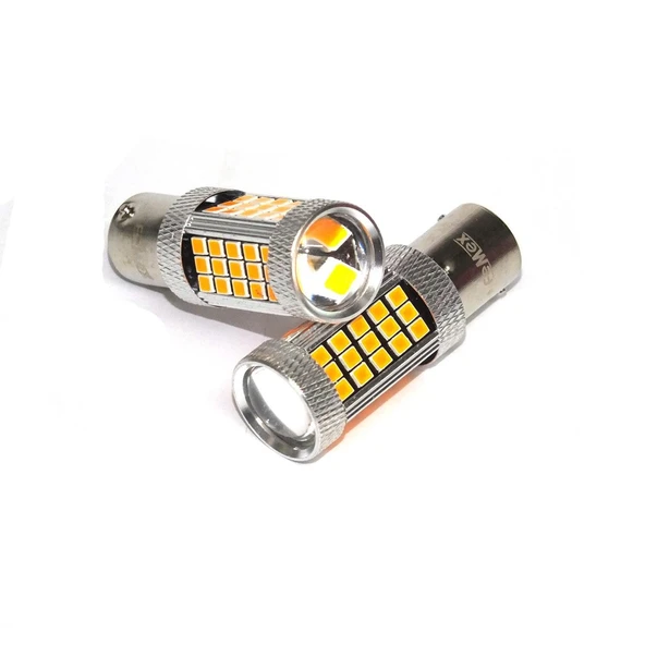 Premium FX4035 Serisi Mercekli  66 Led Turuncu Tek Duy Sinyal Ampülü Süper Parlak İki Adet ürün görseli 1