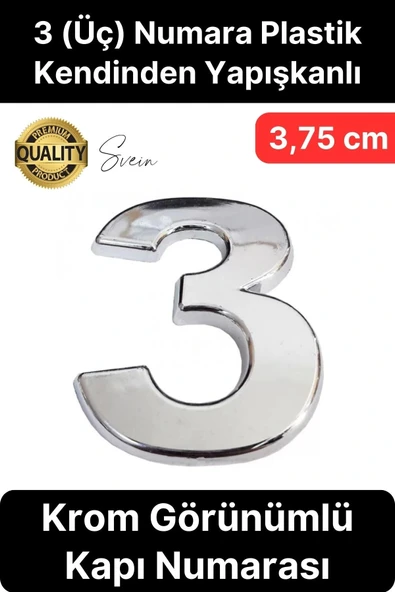 No 3 Kapı Numarası Kendinden Yapışkanlı Masa Dolap Plastik Ev Posta Kutusu Dış Mekan Daire 3,75 cm ürün görseli 1