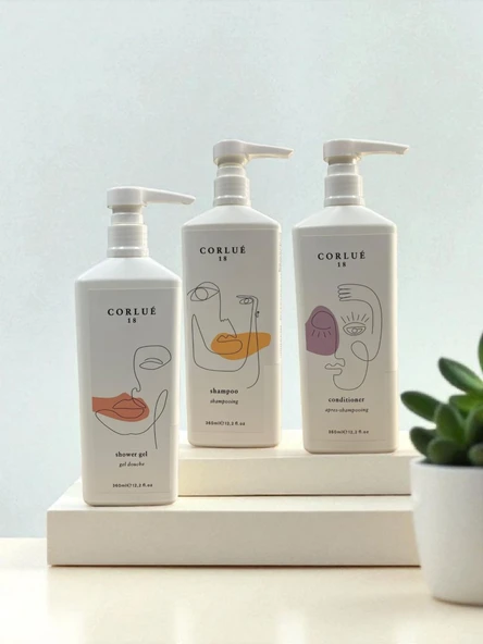 CORLUE 18 SHAMPOO 360 ML + CONDITIONER 360 ML + SHOWER GEL 360 ML ürün görseli 1