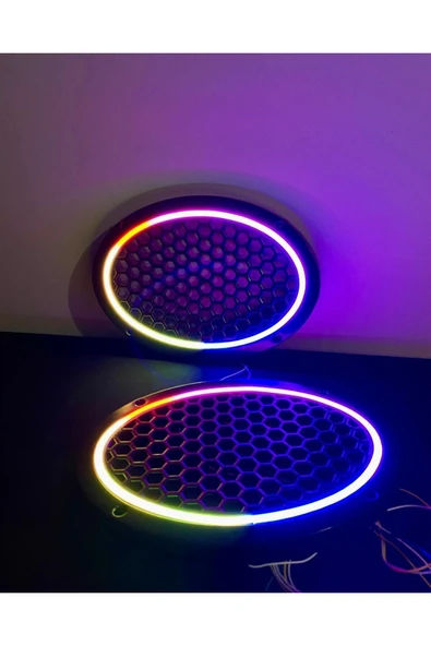TREND 358 Modlu Kayar Ledli Oval Hoparlör Kapağı Pixel Kayar Neon Işıklı Oval Kapak ürün görseli 1